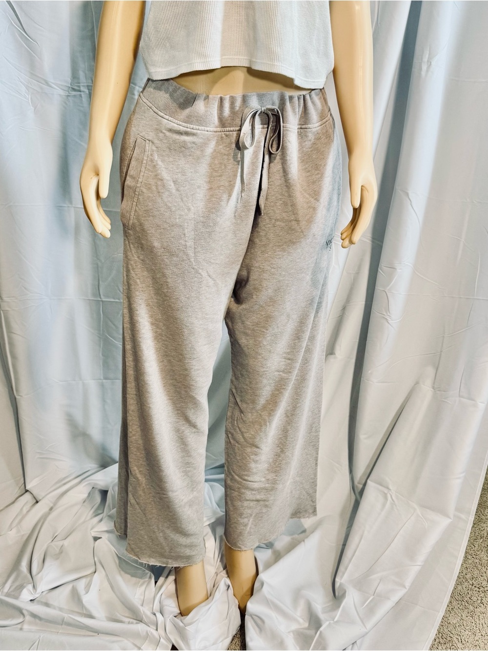 Wide Leg Pull-On Pants in Light Gray